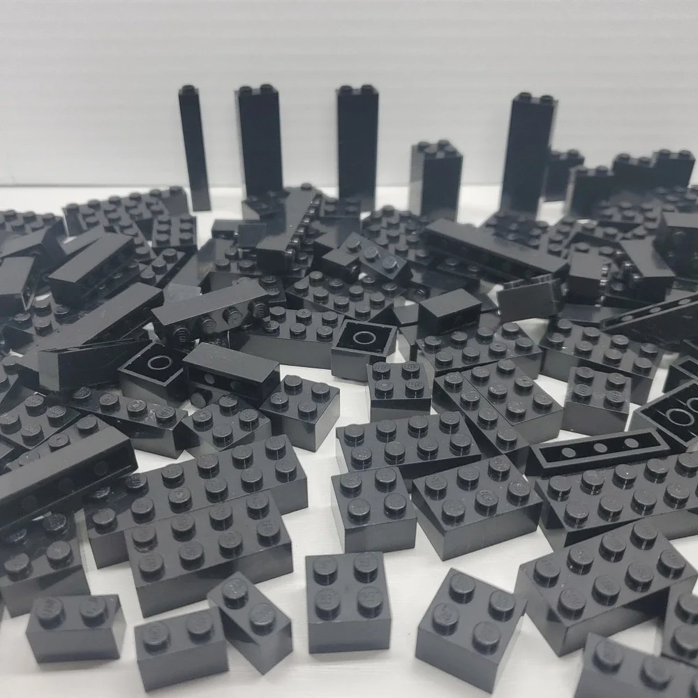 Lego Parts Bricks - Lot Of 140 Black Bricks Assorted‎ Sizes